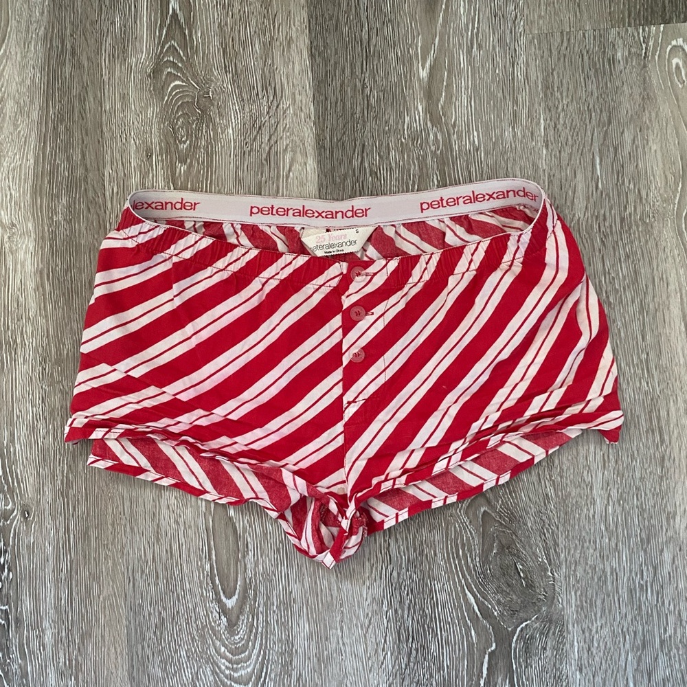 Trendy Red and White Diagonal Striped Shorts